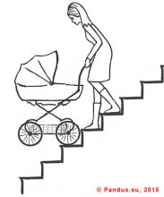 как спустить коляску по лестнице